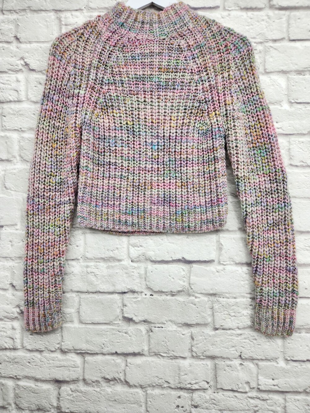 Wilfred Free Aritzia Wool Blend Multicolor Chunky Knit Mock Neck Sweater Size S